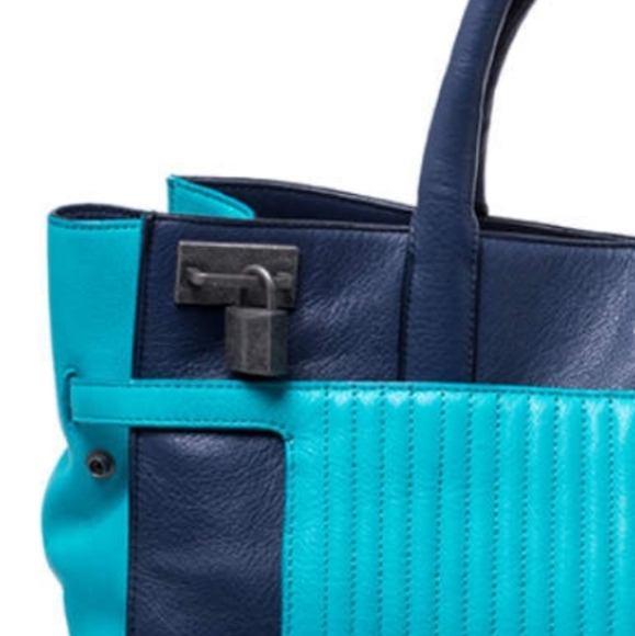 Authentic Zadig & Voltaire Blue/Green Leather Candide TOTE - Picture 3 of 12